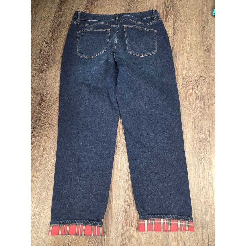Talbots Tartan Red Plaid Everyday Relaxed Jeans Dark Wash Size 10 - Picture 5 of 5